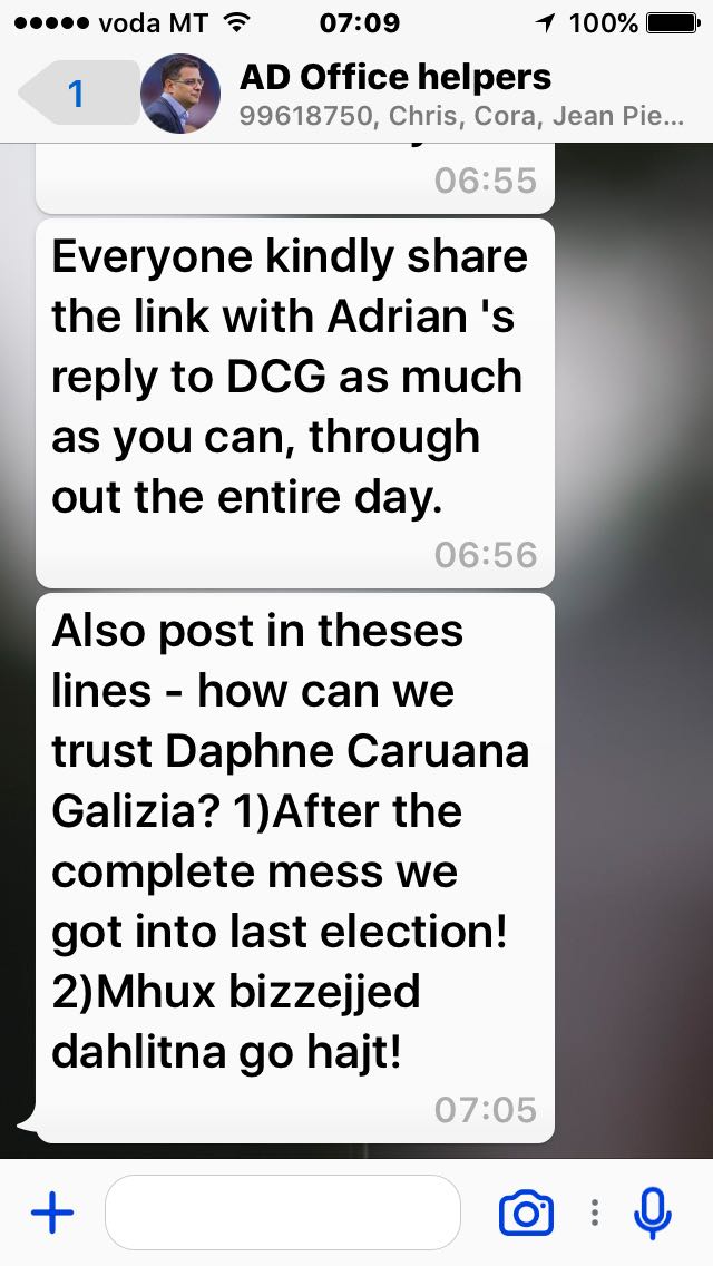 Rank amateurs: Adrian Delia's campaign office WhatsApp groups